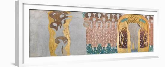 Here's a Kiss to the Whole World!, Detail of the Beethoven Frieze, 1902 (Mixed Media on Stucco)-Gustav Klimt-Framed Giclee Print