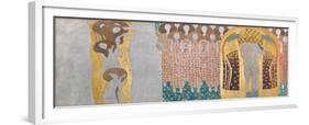 Here's a Kiss to the Whole World!, Detail of the Beethoven Frieze, 1902 (Mixed Media on Stucco)-Gustav Klimt-Framed Giclee Print