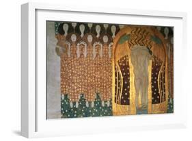 Here's a Kiss to the Whole World!, Detail of the Beethoven Frieze, 1902-Gustav Klimt-Framed Giclee Print