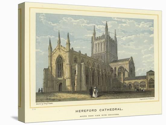 Hereford Cathedral, South West View with Cloisters-Benjamin Baud-Stretched Canvas