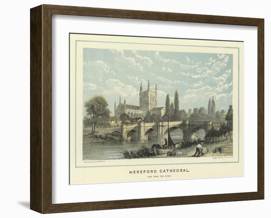 Hereford Cathedral, View from the River-Benjamin Baud-Framed Giclee Print