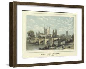 Hereford Cathedral, View from the River-Benjamin Baud-Framed Giclee Print