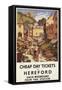 Hereford, England - Market Scene Railway Poster-Lantern Press-Framed Stretched Canvas