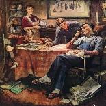 "Around the Table after Dinner," Country Gentleman Cover, March 1, 1947-Herman Geisen-Framed Stretched Canvas