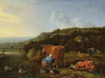 A Pastoral Landscape with a Milkmaid and a Sleeping Cowherd, 17Th Century-Herman the Younger Saftleven-Giclee Print