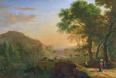 Italian Landscape with Heavy Rocks with Trees and a Pond-Herman Van Swanevelt-Art Print