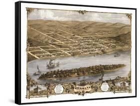 Hermann, Missouri - Panoramic Map-Lantern Press-Framed Stretched Canvas