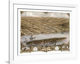 Hermann, Missouri - Panoramic Map-Lantern Press-Framed Art Print