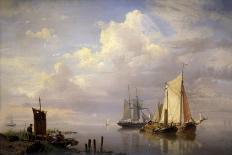 Sailing Vessels in an Estuary, 1853 (Oil on Canvas)-Hermanus Koekkoek-Giclee Print