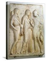 Hermes, Orpheus and Eurydice, Relief, Roman Copy of the Original from the 5th Century BC-null-Stretched Canvas