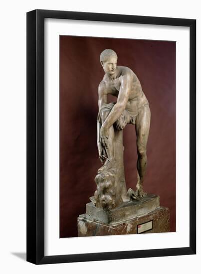 Hermes Tying His Sandal, Roman Copy of a Greek Original Attributed to Lysippos-Lysippos-Framed Premium Giclee Print