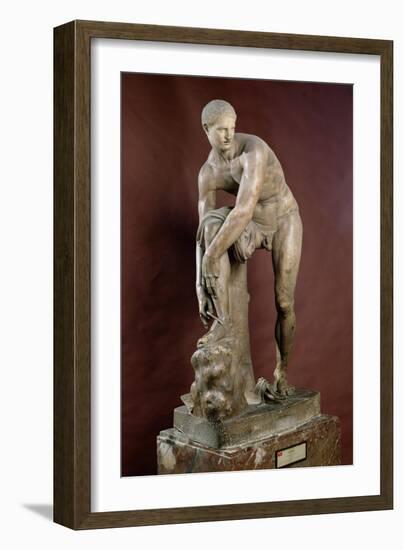 Hermes Tying His Sandal, Roman Copy of a Greek Original Attributed to Lysippos-Lysippos-Framed Giclee Print