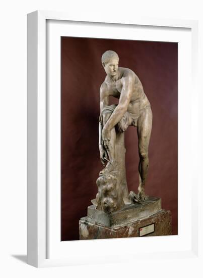 Hermes Tying His Sandal, Roman Copy of a Greek Original Attributed to Lysippos-Lysippos-Framed Giclee Print