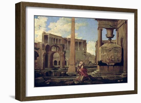 Hermit Among the Ruins-Nicolas Poussin-Framed Giclee Print