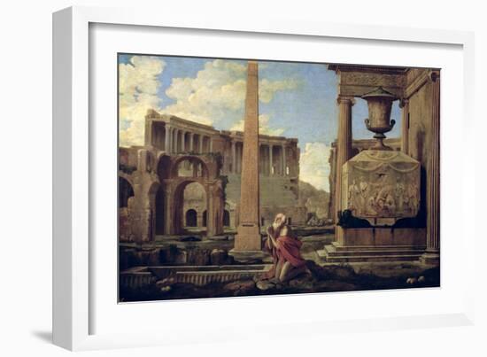 Hermit Among the Ruins-Nicolas Poussin-Framed Giclee Print