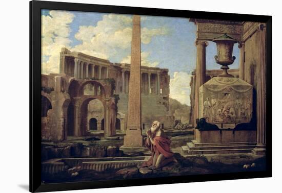 Hermit Among the Ruins-Nicolas Poussin-Framed Giclee Print