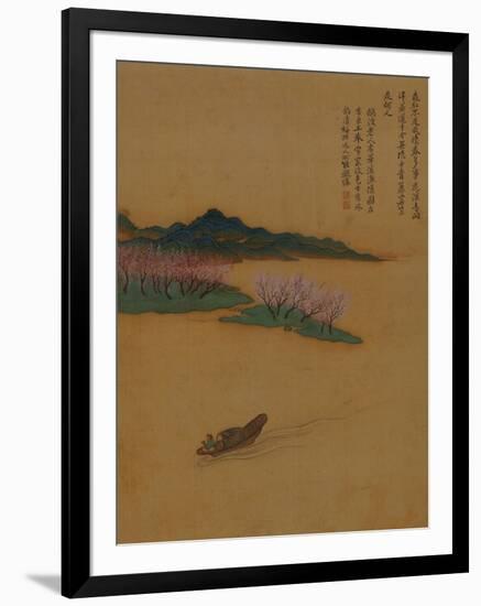 Hermit Fishing on the Peach Blossom Stream, in the Style of Zhao Mengfu, from an Album of Ten…-Yun Shouping-Framed Giclee Print