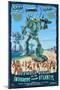 Hermosa Beach, California - Atlantean Invaders-Lantern Press-Mounted Art Print