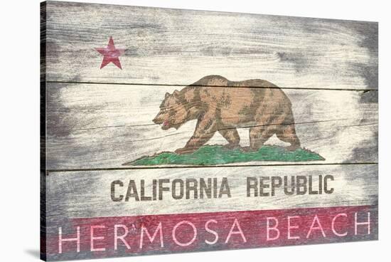 Hermosa Beach, California - Barnwood State Flag-Lantern Press-Stretched Canvas