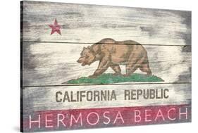 Hermosa Beach, California - Barnwood State Flag-Lantern Press-Stretched Canvas