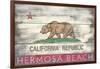 Hermosa Beach, California - Barnwood State Flag-Lantern Press-Framed Art Print