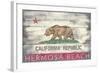 Hermosa Beach, California - Barnwood State Flag-Lantern Press-Framed Art Print