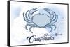 Hermosa Beach, California - Crab - Blue - Coastal Icon-Lantern Press-Framed Stretched Canvas