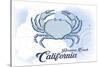 Hermosa Beach, California - Crab - Blue - Coastal Icon-Lantern Press-Stretched Canvas