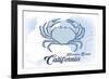 Hermosa Beach, California - Crab - Blue - Coastal Icon-Lantern Press-Framed Premium Giclee Print