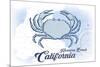 Hermosa Beach, California - Crab - Blue - Coastal Icon-Lantern Press-Mounted Premium Giclee Print