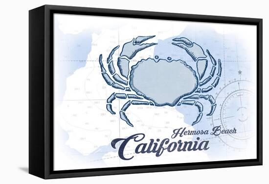 Hermosa Beach, California - Crab - Blue - Coastal Icon-Lantern Press-Framed Stretched Canvas