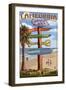 Hermosa Beach, California - Destination Sign-Lantern Press-Framed Art Print