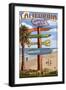 Hermosa Beach, California - Destination Sign-Lantern Press-Framed Art Print