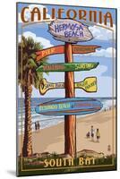 Hermosa Beach, California - Destination Sign-Lantern Press-Mounted Art Print