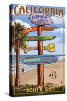 Hermosa Beach, California - Destination Sign-Lantern Press-Stretched Canvas