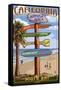 Hermosa Beach, California - Destination Sign-Lantern Press-Framed Stretched Canvas