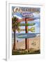 Hermosa Beach, California - Destination Sign-Lantern Press-Framed Art Print