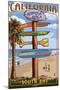 Hermosa Beach, California - Destination Sign-Lantern Press-Mounted Art Print