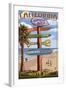 Hermosa Beach, California - Destination Sign-Lantern Press-Framed Art Print