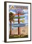Hermosa Beach, California - Destination Sign-Lantern Press-Framed Art Print