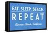 Hermosa Beach, California - Eat, Sleep, Beach, Repeat - Simply Said - Lantern Press Artwork-Lantern Press-Framed Stretched Canvas