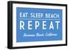 Hermosa Beach, California - Eat, Sleep, Beach, Repeat - Simply Said - Lantern Press Artwork-Lantern Press-Framed Art Print