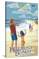 Hermosa Beach, California - Kite Flyers-Lantern Press-Stretched Canvas