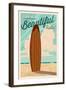Hermosa Beach, California - Life is a Beautiful Ride - Surfboard Letterpress-Lantern Press-Framed Art Print