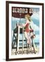 Hermosa Beach, California - Lifeguard Pinup-Lantern Press-Framed Art Print