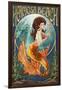 Hermosa Beach, California - Mermaid-Lantern Press-Framed Art Print