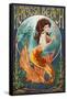 Hermosa Beach, California - Mermaid-Lantern Press-Framed Stretched Canvas