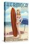 Hermosa Beach, California - Pinup Surfer Girl-Lantern Press-Stretched Canvas