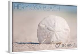 Hermosa Beach, California - Sand Dollar and Beach-Lantern Press-Framed Art Print