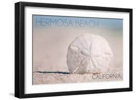 Hermosa Beach, California - Sand Dollar and Beach-Lantern Press-Framed Art Print